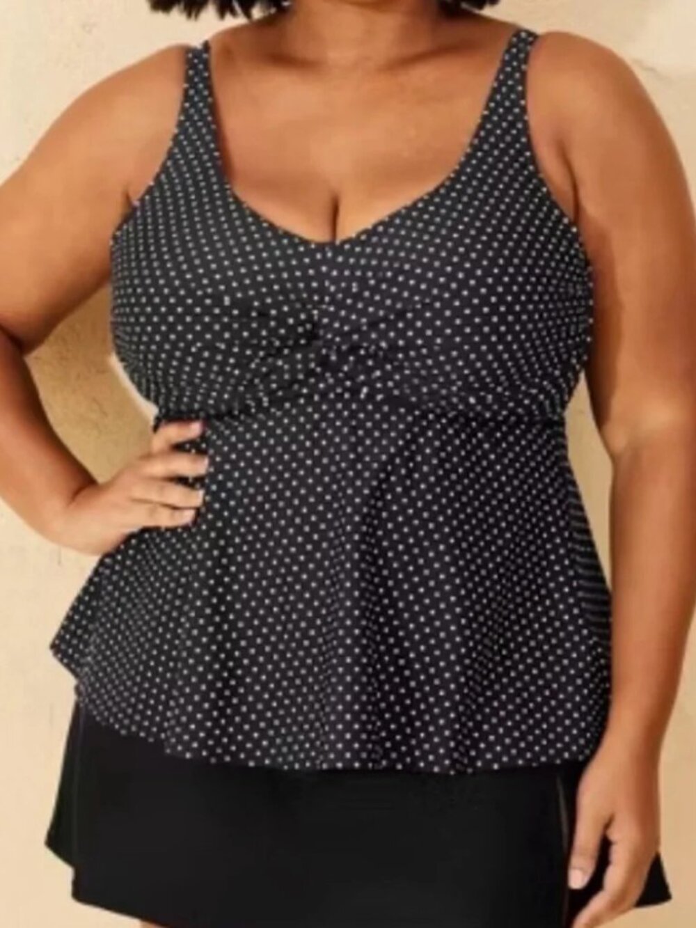 Shade & Shore Polka Dot Twist Front Tankini Top Underwire Woman's Size 24 NWT